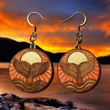 Load image into Gallery viewer, Whale Tail with Sun Earrings