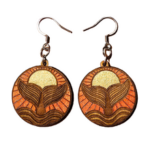 Load image into Gallery viewer, Whale Tail with Sun Earrings